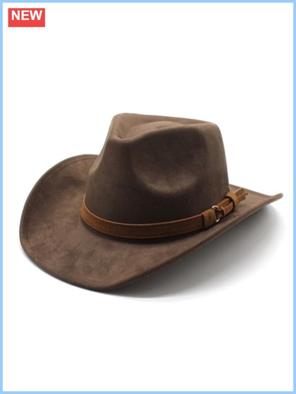 Suede Western Cowboy Hat Wide Brim Fedora Adjustable Unisex